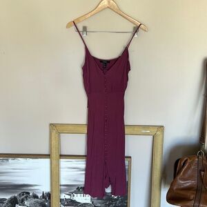 Forever 21 Spaghetti Strap Fitted Midi Dress Size S Wine Red